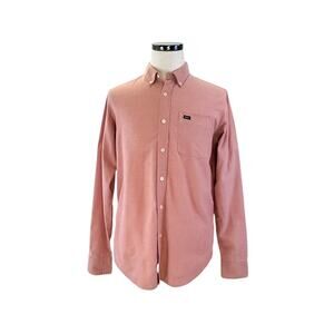 RVCA Men's Slim Fit Salmon Long Sleeve Button Up Shirt Medium